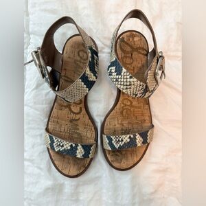 Sam Edelman Snake-Print Cork Sandals